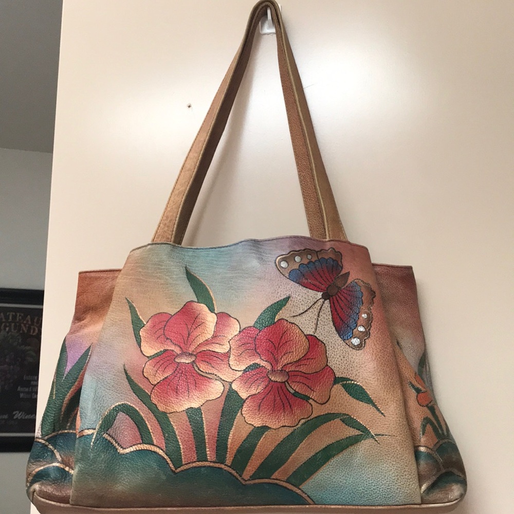 Hand painted Anuschka leather purse